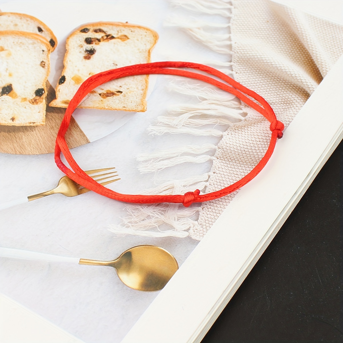 6pcs Lucky Red Thread Bracelet Set Festive Jewelry Adjustable Knotted Polyester